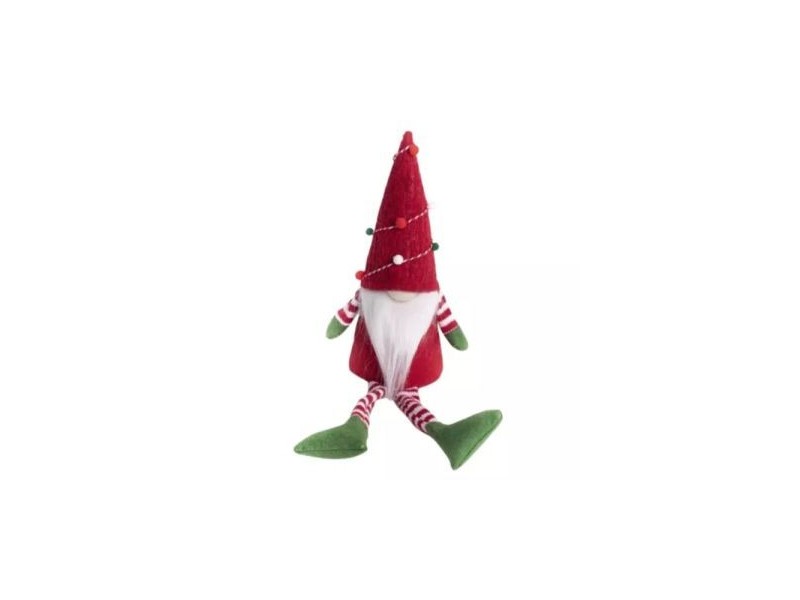 Piros-zöld filc karácsonyi manó 25 cm