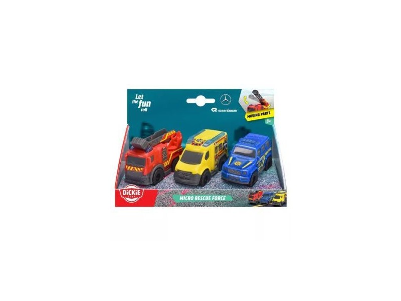 Dickie Micro Rescue Force - 3 vészjármű (1:36)