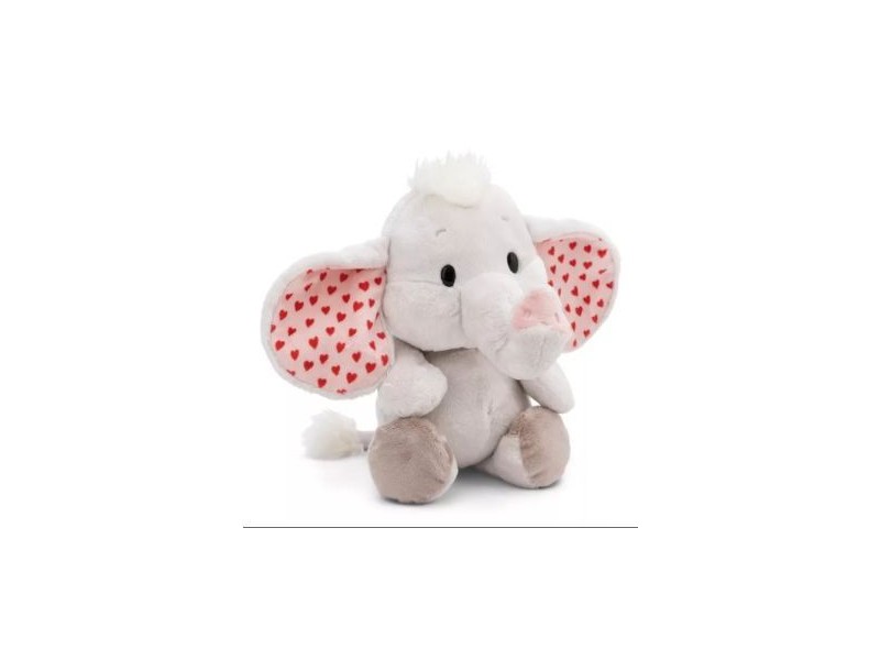 Nici Green szürke elefánt 32 cm, szívecske mintás fülekkel