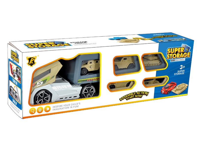 Katonai autószállító teherautó és 5 harci jármű