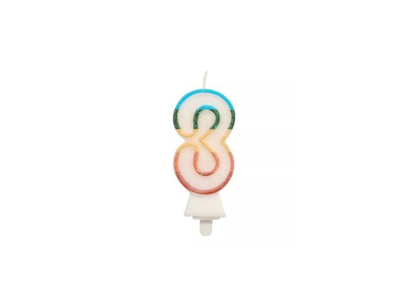 Színes csillámos számgyertya (3) - 8,5 cm