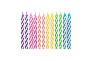 Színes csavart születésnapi gyertyák, 24 db, 6 cm