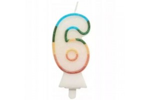 Színes csillámos számgyertya 6 - 8,5 cm