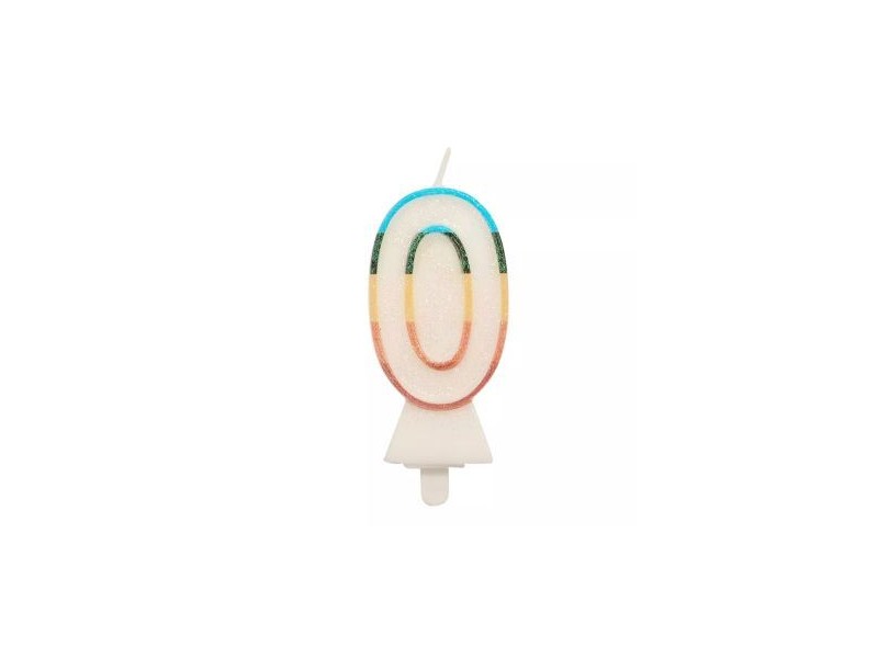 Színes csillámos számgyertya 0, 8,5 cm