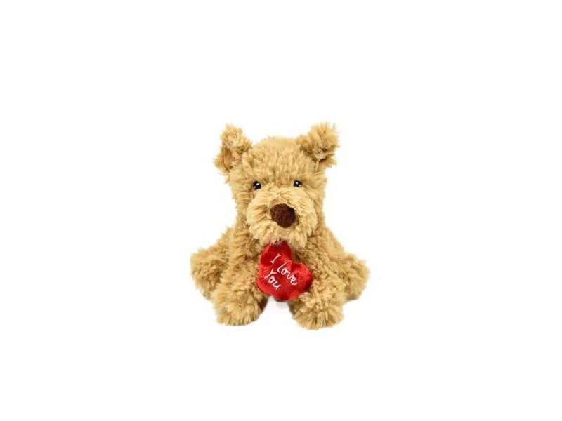 Keeleco ülő kutya plüss szívvel 18 cm