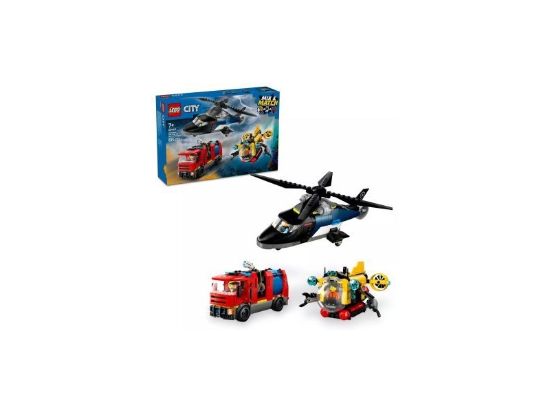 LEGO City 60462 – Helikopter, tűzoltóautó és tengeralattjáró
