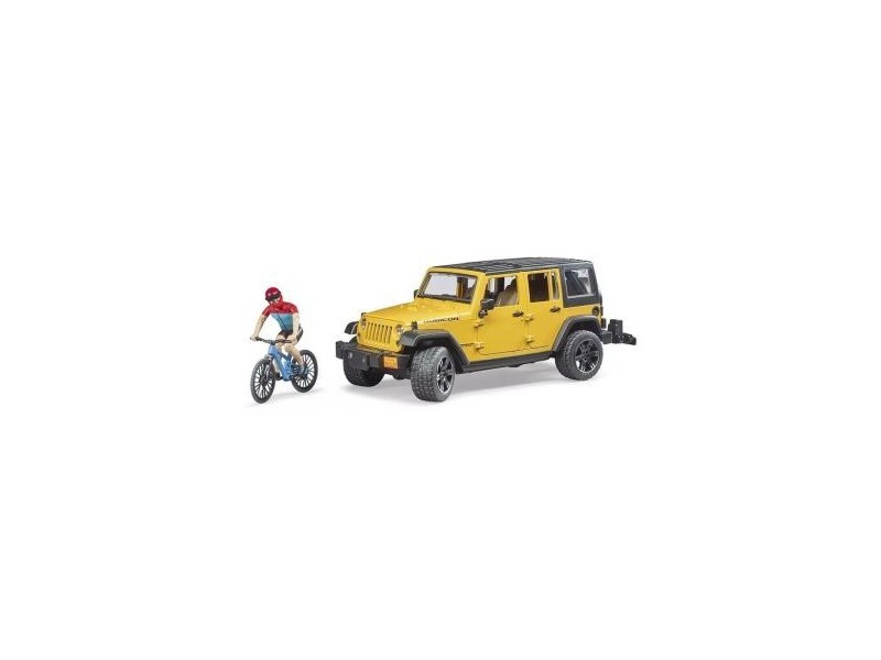Bruder Jeep Wrangler Rubicon autó és biciklis figura