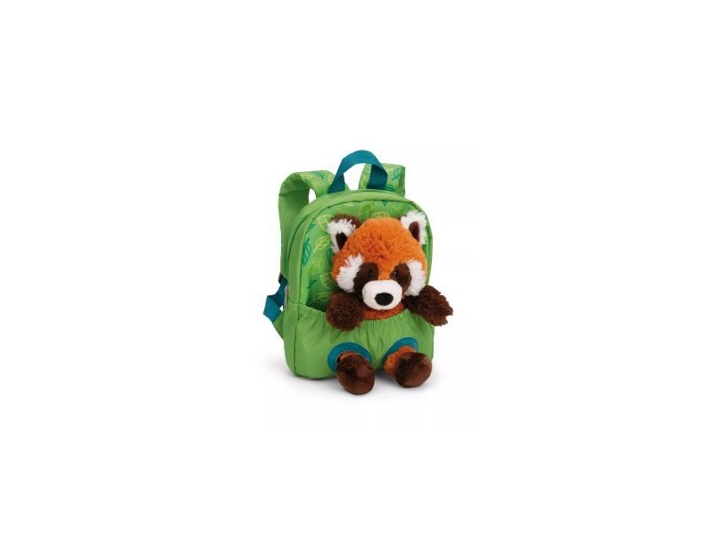 NICI zöld hátizsák vörös panda plüss 21x26 cm