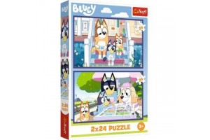 Trefl Vicces Bluey 2x24 puzzle - kirakott kép 27,5x18 cm