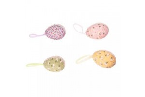 Színes textillel borított akasztós tojás