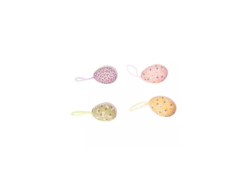 Színes textillel borított akasztós tojás