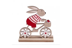 Fa nyuszi figura biciklivel - 16 cm