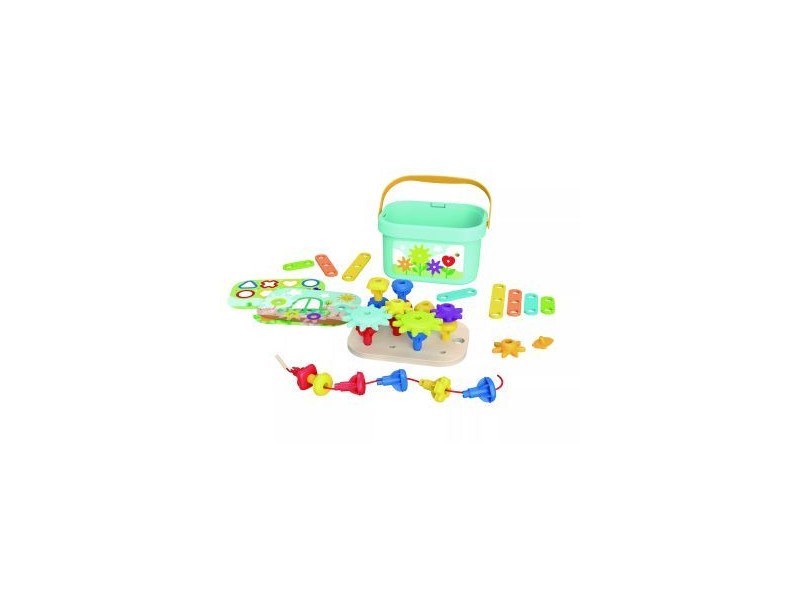 Tooky Toy fa építőkészlet vödörben - Kert