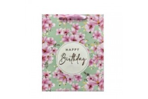Virágmintás születésnapi ajándéktasak 18x23 cm