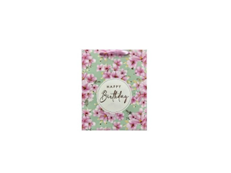 Virágmintás születésnapi ajándéktasak 18x23 cm