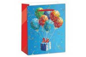 Kék lufi mintás ajándéktasak 18x23 cm