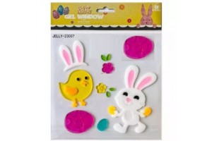 Nyuszi és csibe ablakzselé - 20 x 25 cm