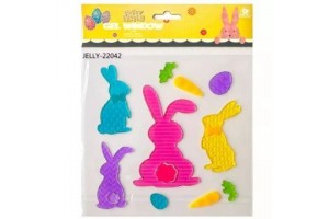 Színes nyulak ablakzselé 20x25 cm