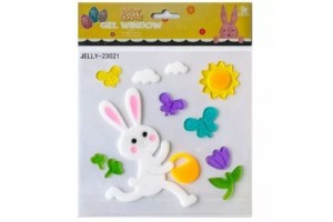 Nyuszi kosárral ablakzselé - 20 x 25 cm