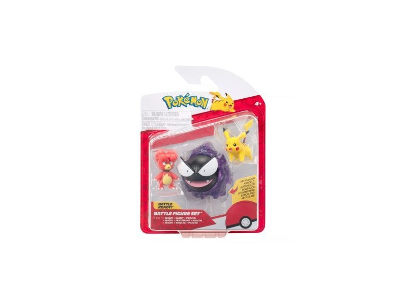 Pokémon figura csomag: Magby, Pikachu, Gastly – 8 cm