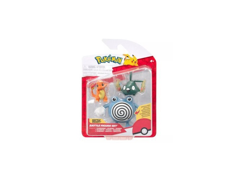 Pokémon figura csomag: Charmander, Trubbish, Poliwhirl (8 cm)