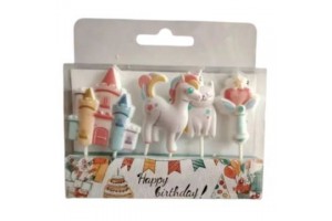 Unikornis party gyertya csomag - 4 db