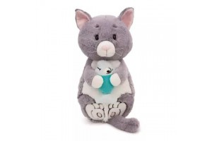 NICI szürke plüss cica és hal, 40×20 cm