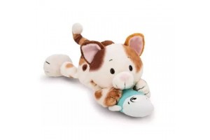 Nici plüss szerencsecica és hal fekvő, 30 cm