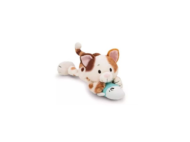 Nici plüss szerencsecica és hal fekvő, 30 cm