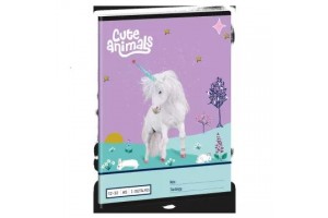 Cute Animals - Unikornis mintás A5 vonalas füzet