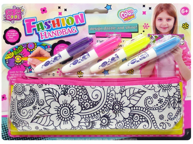 Kifesthető tolltartó filctollakkal - pink szegély