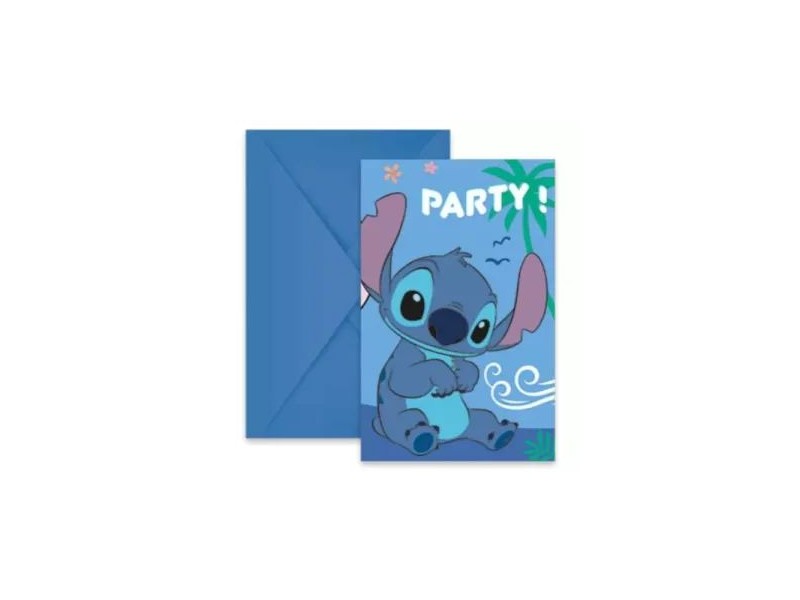 Stitch party meghívó - 6 db borítékkal