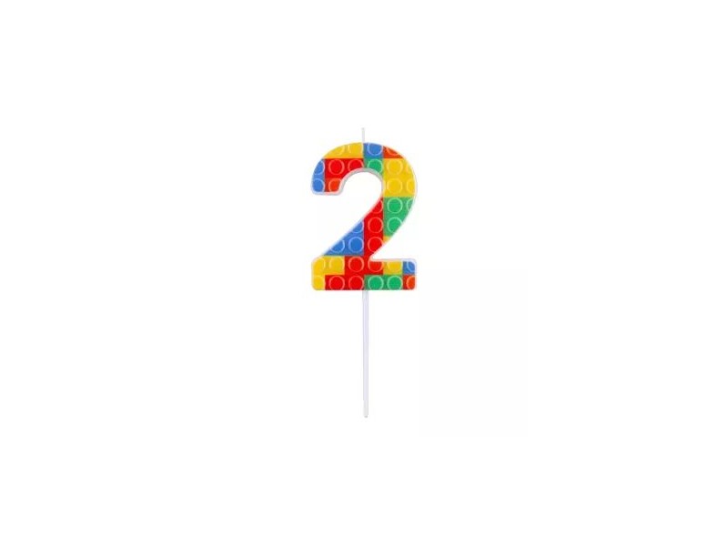 Építőkocka mintás számgyertya - 2