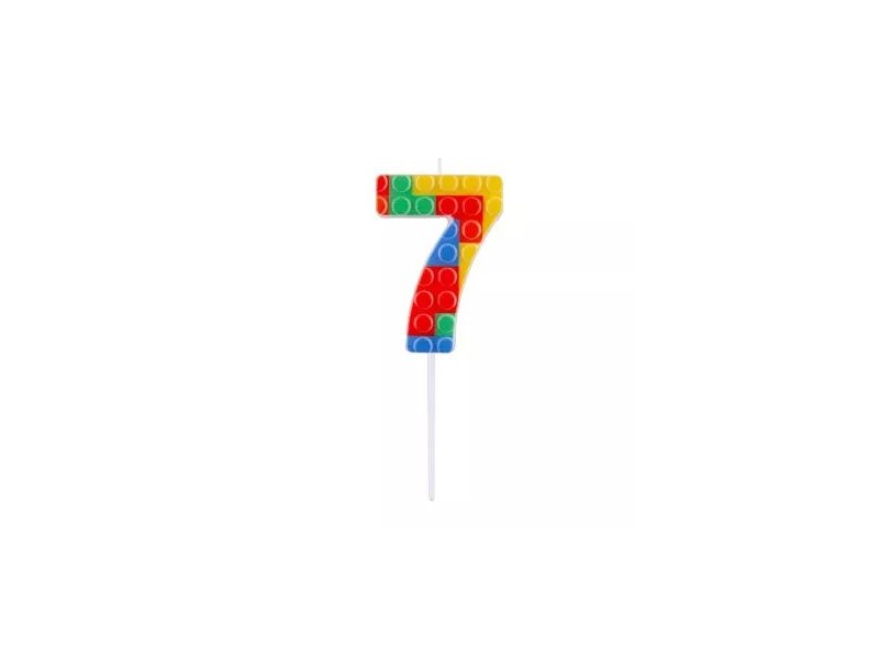 Építőkocka mintás 7-es gyertya