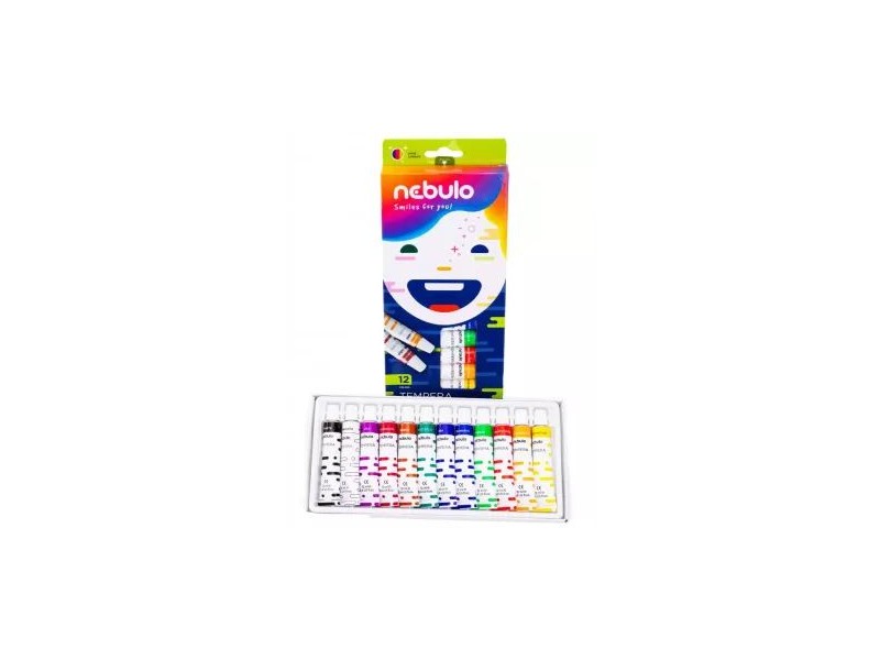 Nebulo tempera készlet - 12 élénk szín, 12 ml tubus