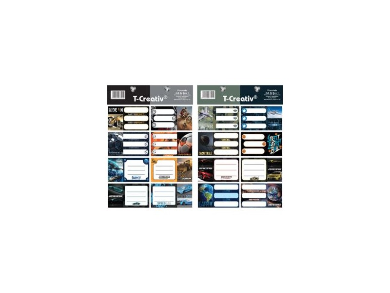 T-Creativ füzetcímkék fiúknak, 16 db