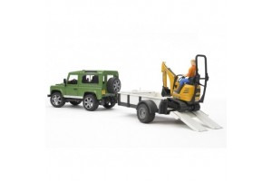 Land Rover Defender pótkocsi és JCB mikro kotrógép