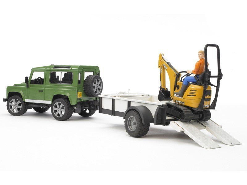 Land Rover Defender pótkocsi és JCB mikro kotrógép
