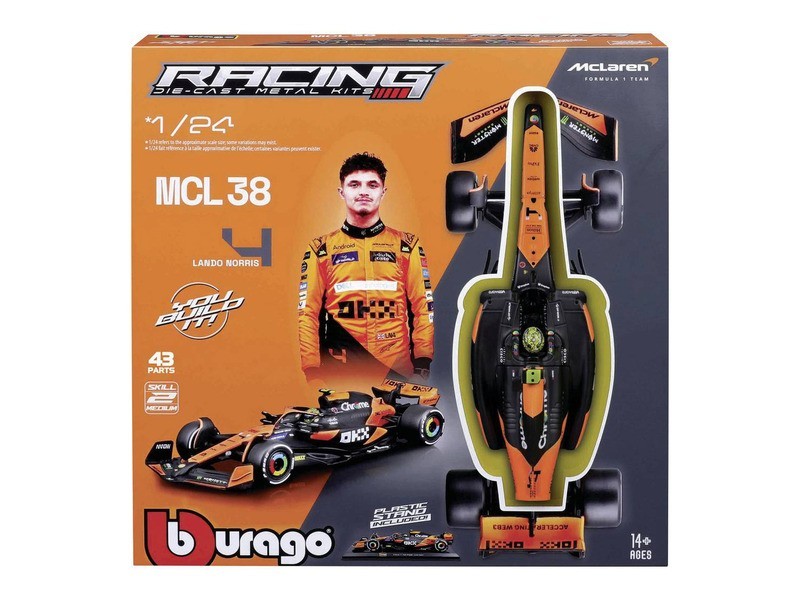 Bburago 1/24 F1 KIT Mclaren MCL38 versenyautó pilótával