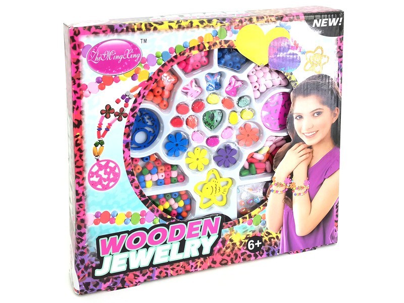 Fa gyöngyfűző szett – színes gyöngyök