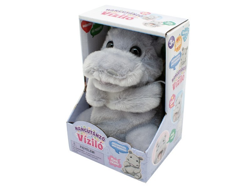 Hangutánzó víziló plüss – interaktív játék