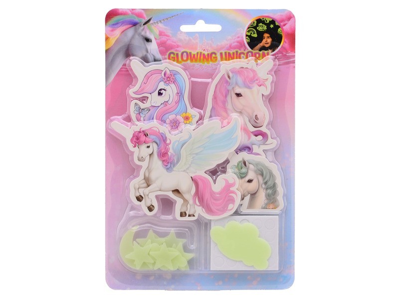 Sötétben világító unikornis falmatricák (2 féle)