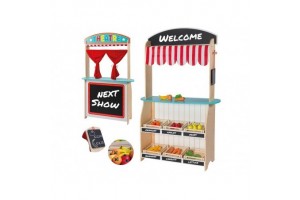 Jouéco 2in1 bábszínház és kisbolt gyümölcsökkel