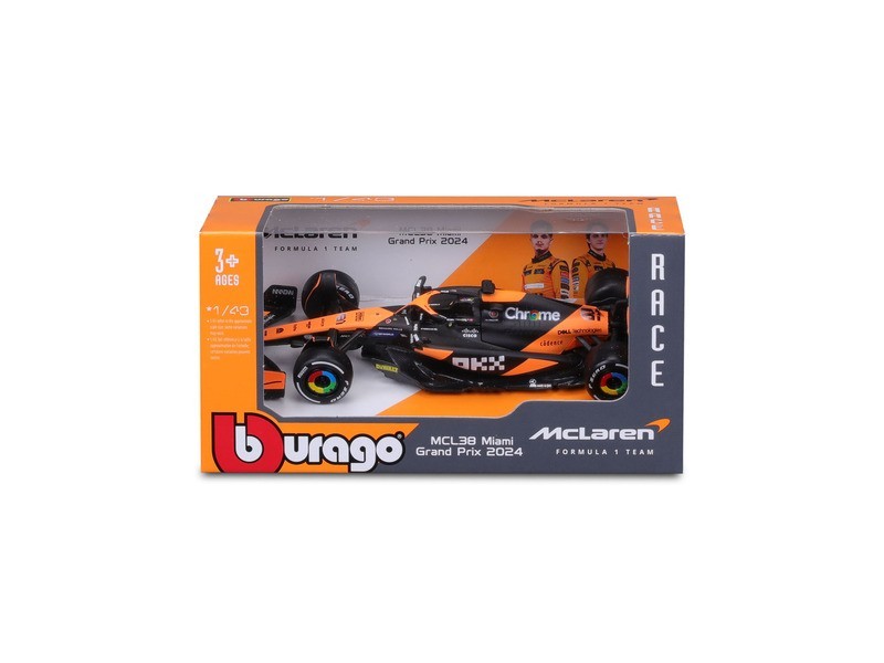 Bburago 1:43 McLaren Racing MCL38 F1 modell (2024)