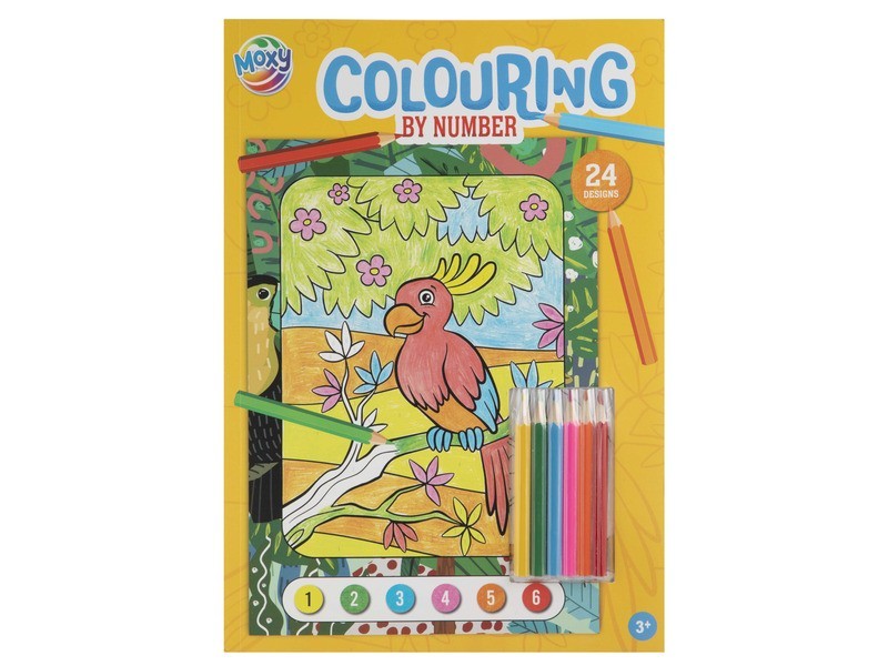 Színezőkönyv számok szerint, A4, 24 oldal, 6 ceruzával