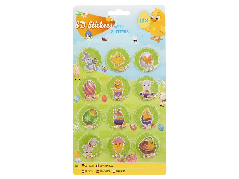 Húsvéti 3D csillogós matricák, 12 db/csomag