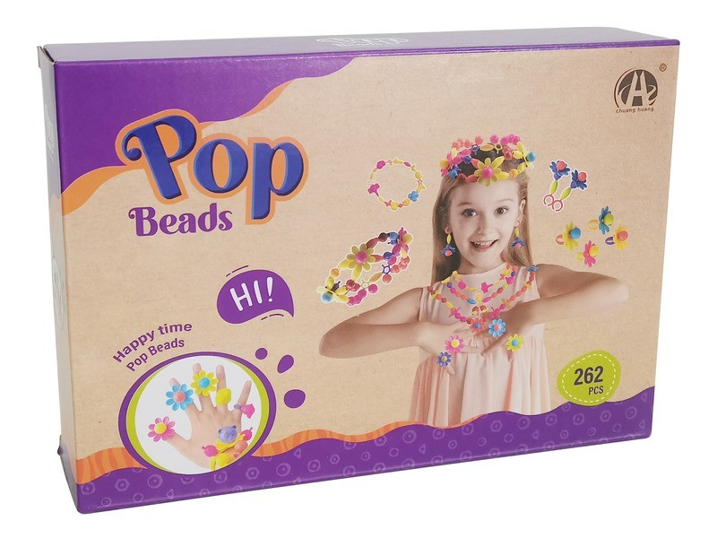 Műanyag pattintós gyöngyfűző készlet - színes gyöngyök