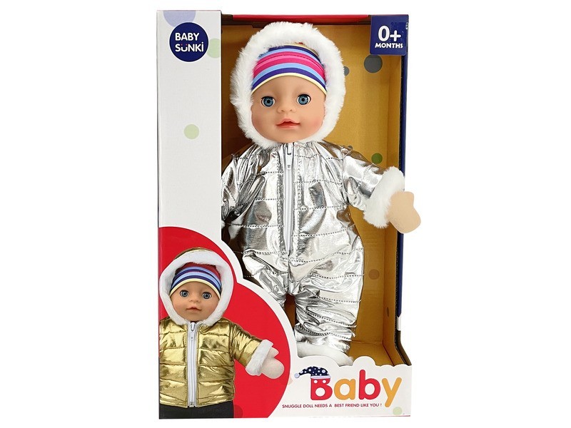 Beszélő baba kabátban (30 cm)