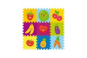 Szivacsszőnyeg gyümölcs mintákkal, 9 darab