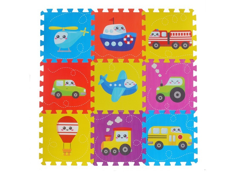 Szivacsszőnyeg járműmintákkal, 9 db